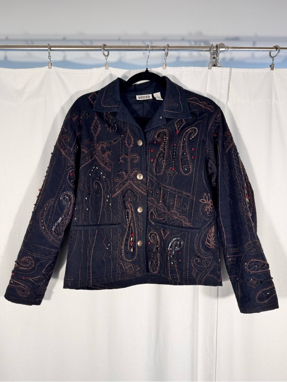 Vintage Chico’s Design Embroidered Beaded Jacket